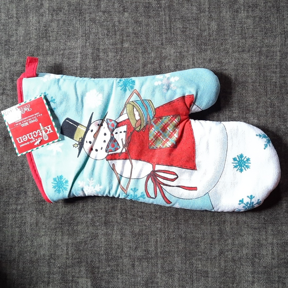 Oven Mitt Snowman Winter Holiday Design Baker Baking Cook Chef Gift Present NWT